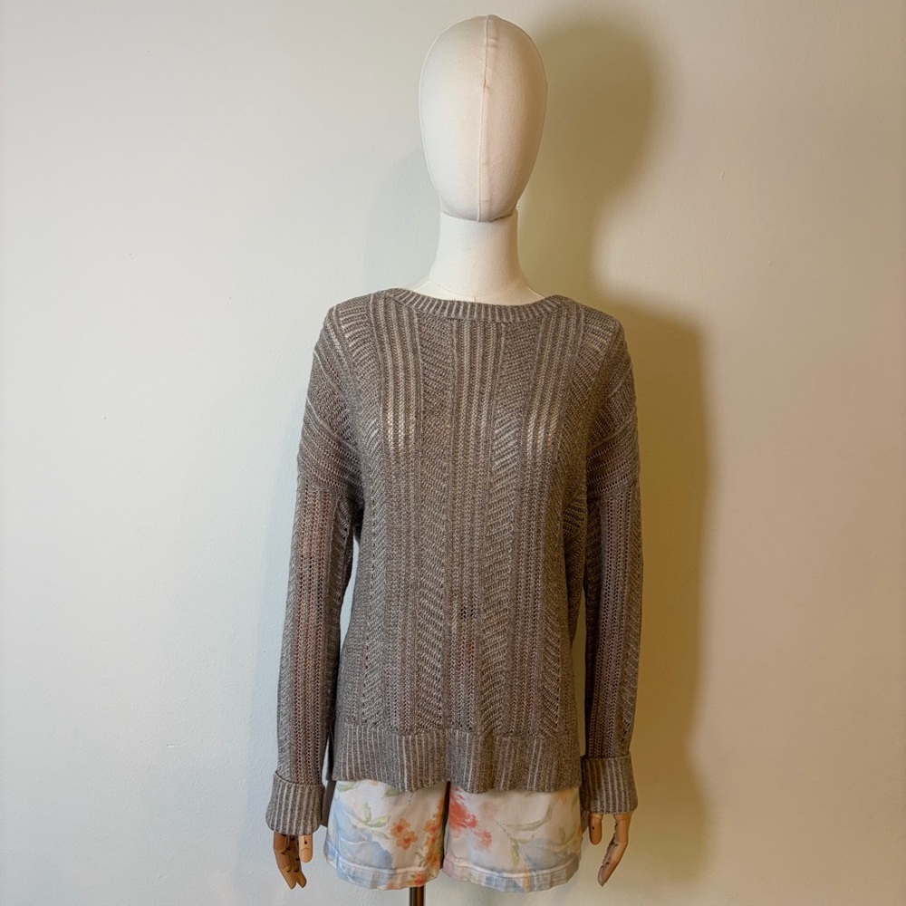 American Eagle Outfitters Open Back Cable Knit Sweater Taupe Brown Large